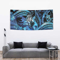 Maori Romantic Valentine Tapestry The Hongi Kiss Blue Galaxy