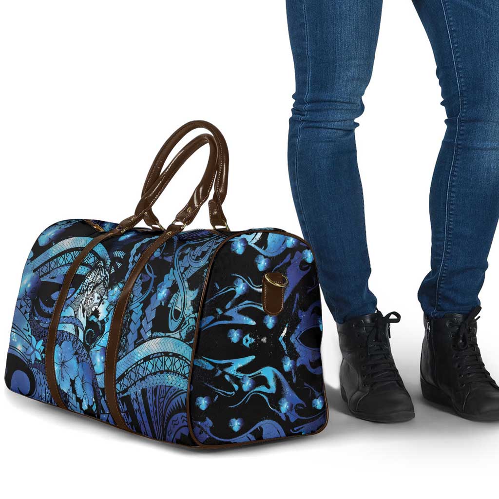 Maori Romantic Valentine Travel Bag The Hongi Kiss Blue Galaxy
