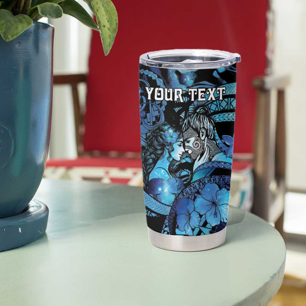 Personalised Maori Romantic Valentine Tumbler Cup The Hongi Kiss Blue Galaxy