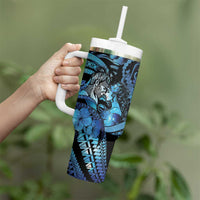 Personalised Maori Romantic Valentine Tumbler With Handle The Hongi Kiss Blue Galaxy