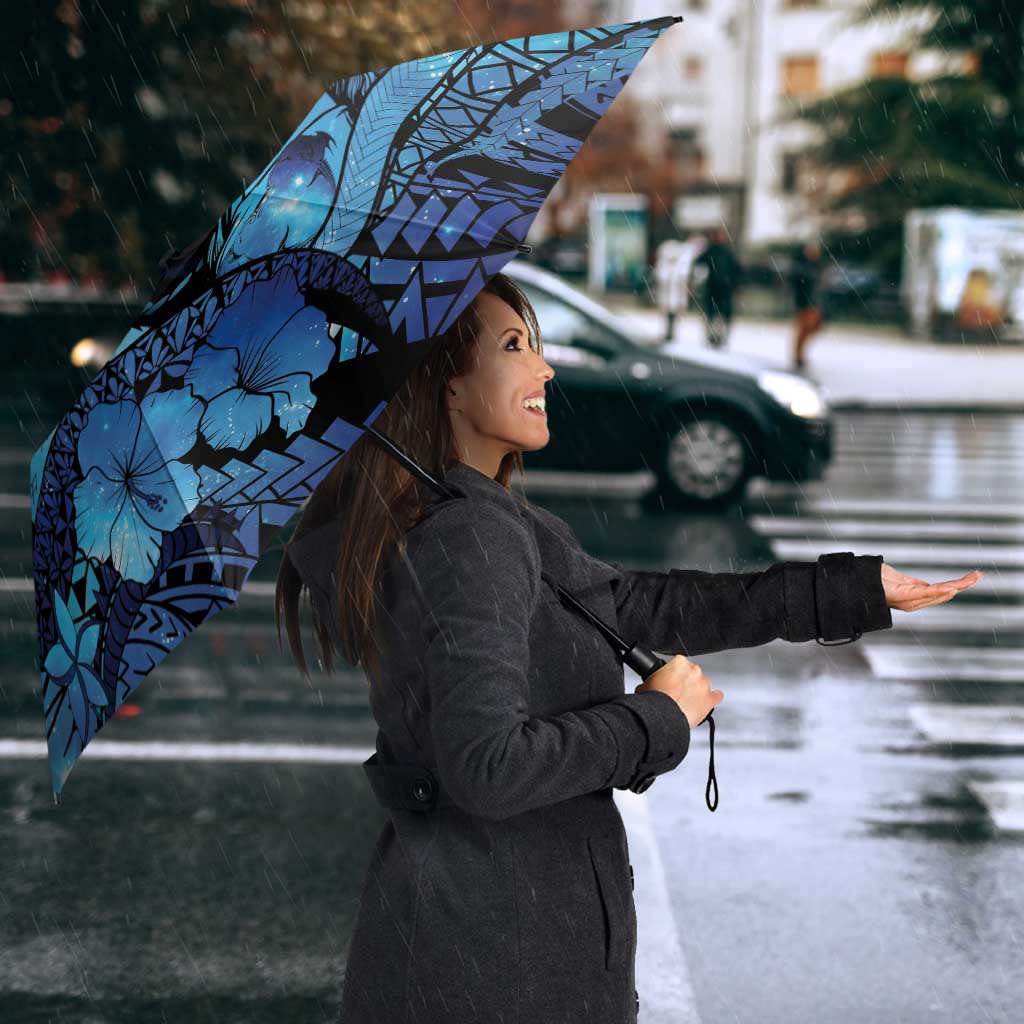 Maori Romantic Valentine Umbrella The Hongi Kiss Blue Galaxy
