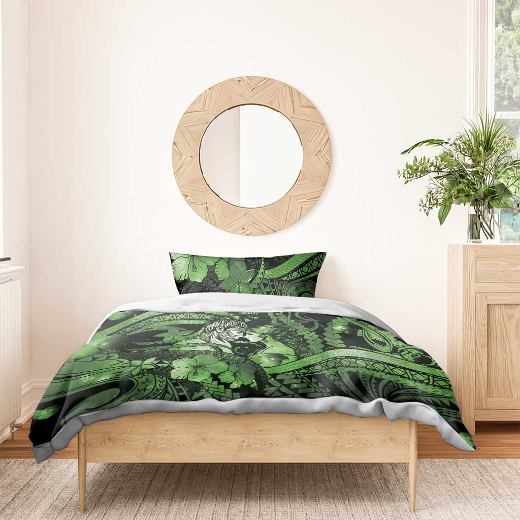 Maori Romantic Valentine Bedding Set The Hongi Kiss Green Galaxy