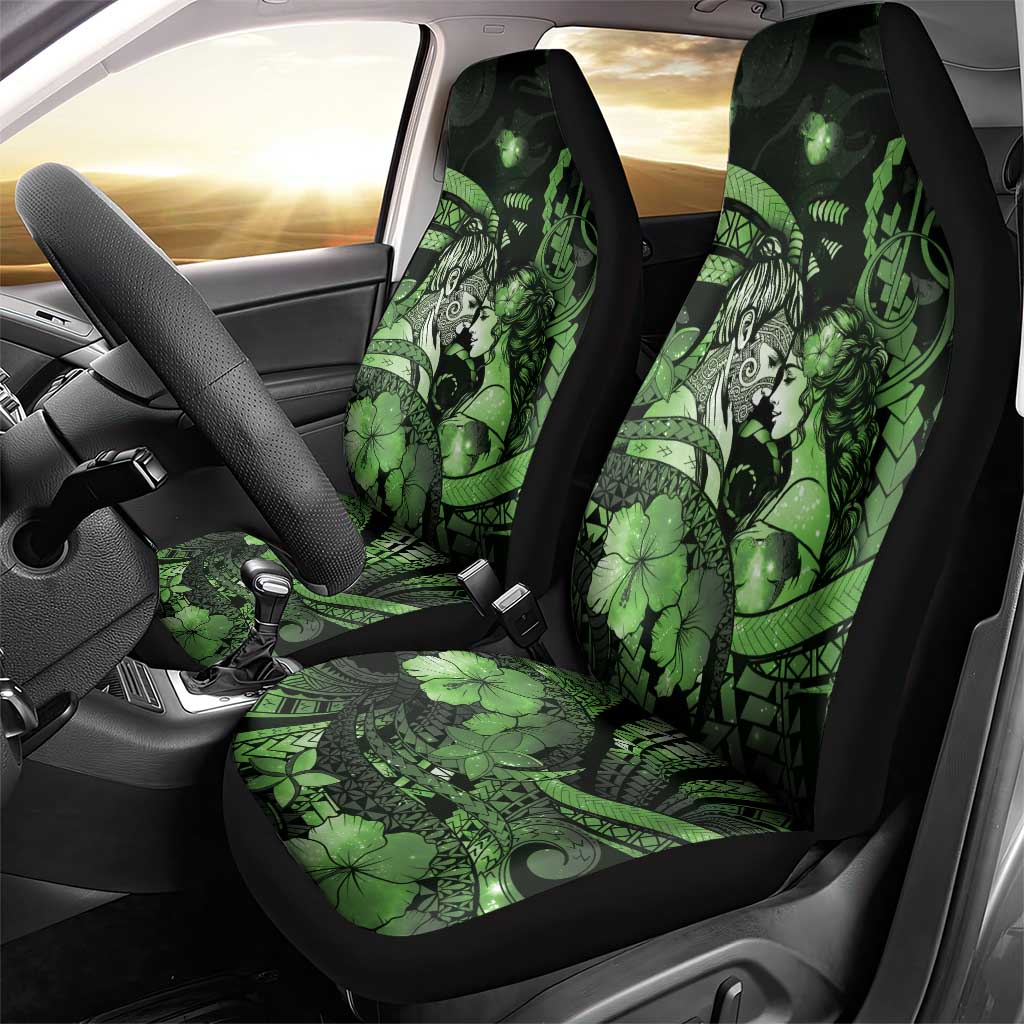 Maori Romantic Valentine Car Seat Cover The Hongi Kiss Green Galaxy