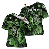 Personalised Maori Romantic Valentine Cross Shoulder Shirt The Hongi Kiss Green Galaxy