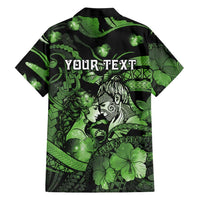 Personalised Maori Romantic Valentine Family Matching Short Sleeve Bodycon Dress and Hawaiian Shirt The Hongi Kiss Green Galaxy DT05 - Polynesian Pride