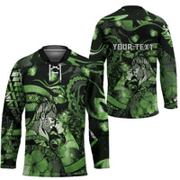 Personalised Maori Romantic Valentine Hockey Jersey The Hongi Kiss Green Galaxy