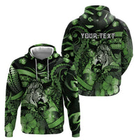 Personalised Maori Romantic Valentine Hoodie The Hongi Kiss Green Galaxy