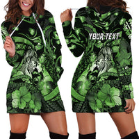 Personalised Maori Romantic Valentine Hoodie Dress The Hongi Kiss Green Galaxy