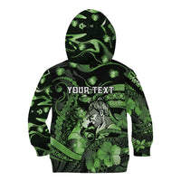 Personalised Maori Romantic Valentine Kid Hoodie The Hongi Kiss Green Galaxy