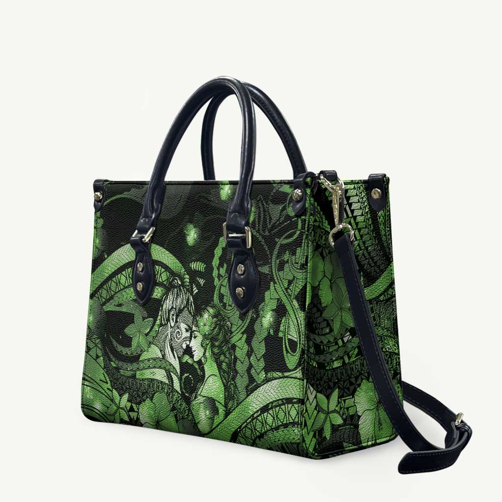 Maori Romantic Valentine Leather Bag The Hongi Kiss Green Galaxy