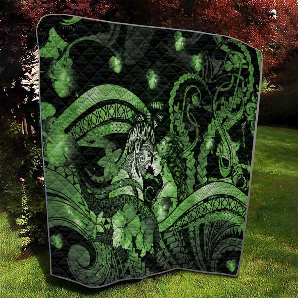 Maori Romantic Valentine Quilt The Hongi Kiss Green Galaxy DT05 - Polynesian Pride