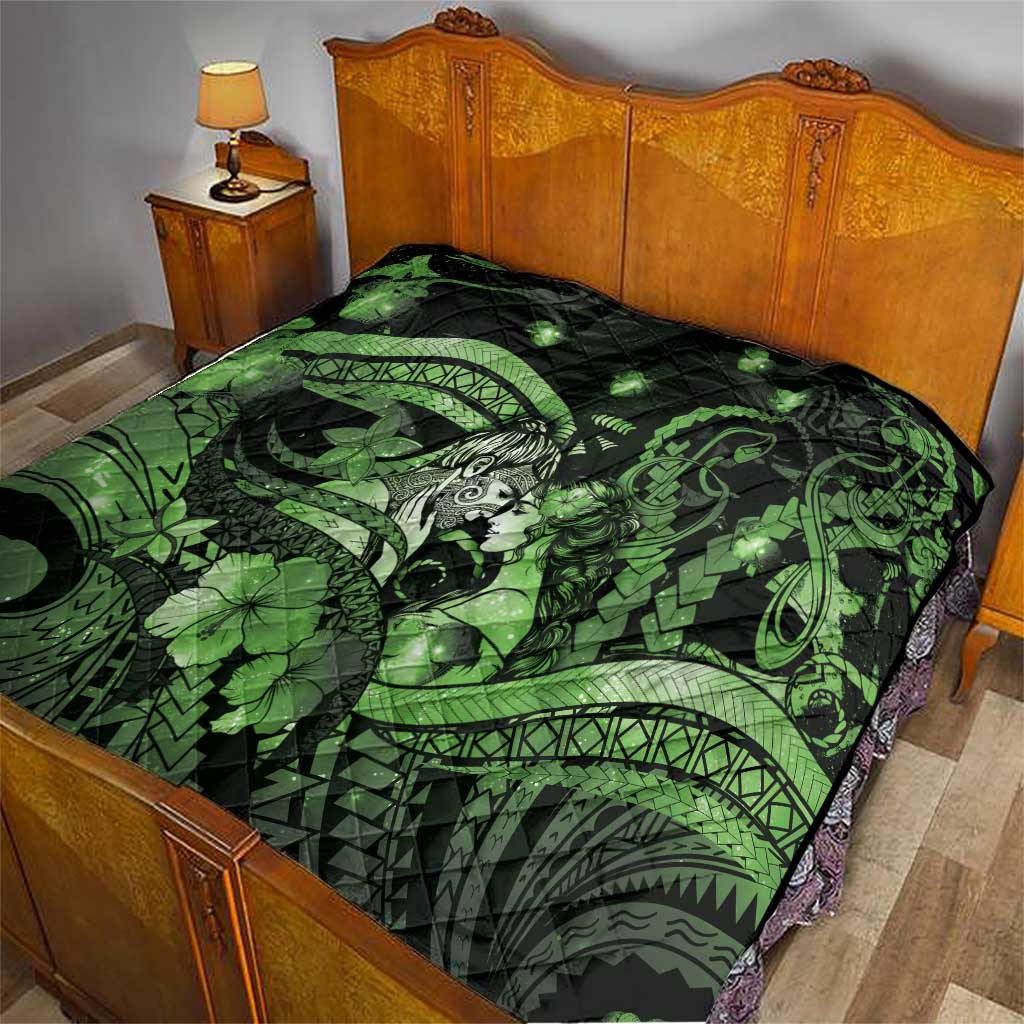 Maori Romantic Valentine Quilt The Hongi Kiss Green Galaxy DT05 - Polynesian Pride