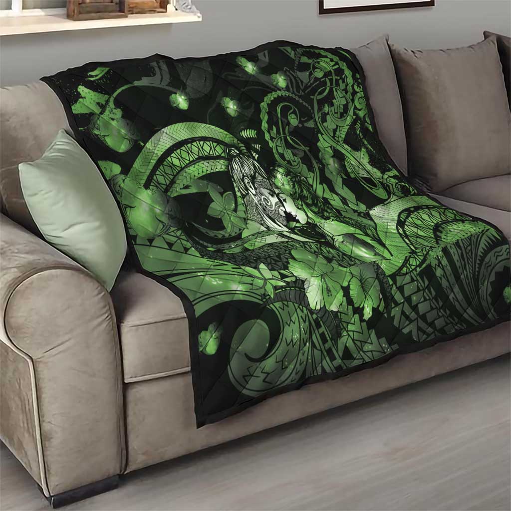 Maori Romantic Valentine Quilt The Hongi Kiss Green Galaxy DT05 - Polynesian Pride