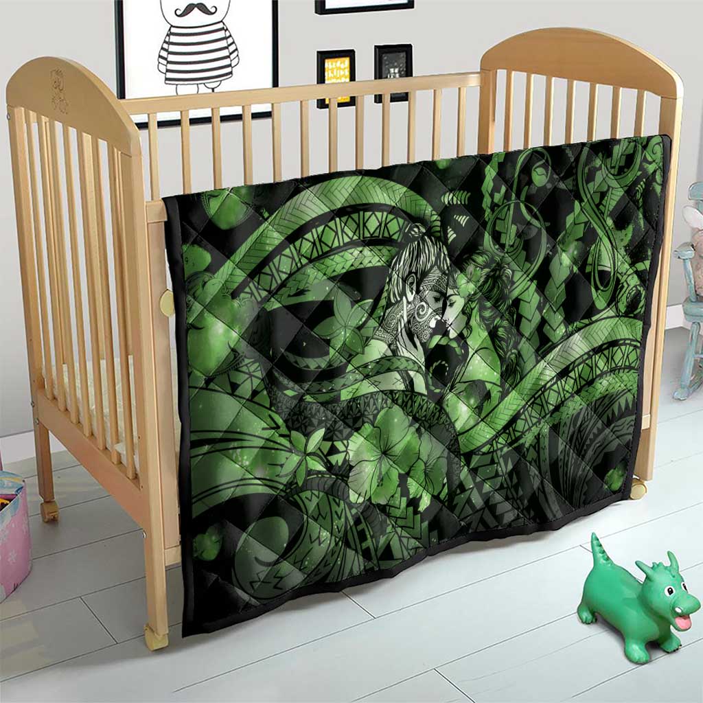 Maori Romantic Valentine Quilt The Hongi Kiss Green Galaxy DT05 - Polynesian Pride