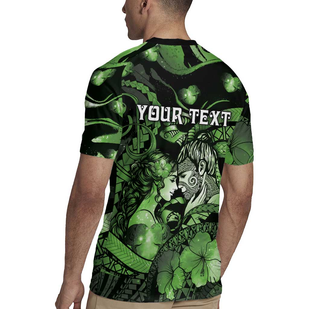 Personalised Maori Romantic Valentine Rugby Jersey The Hongi Kiss Green Galaxy