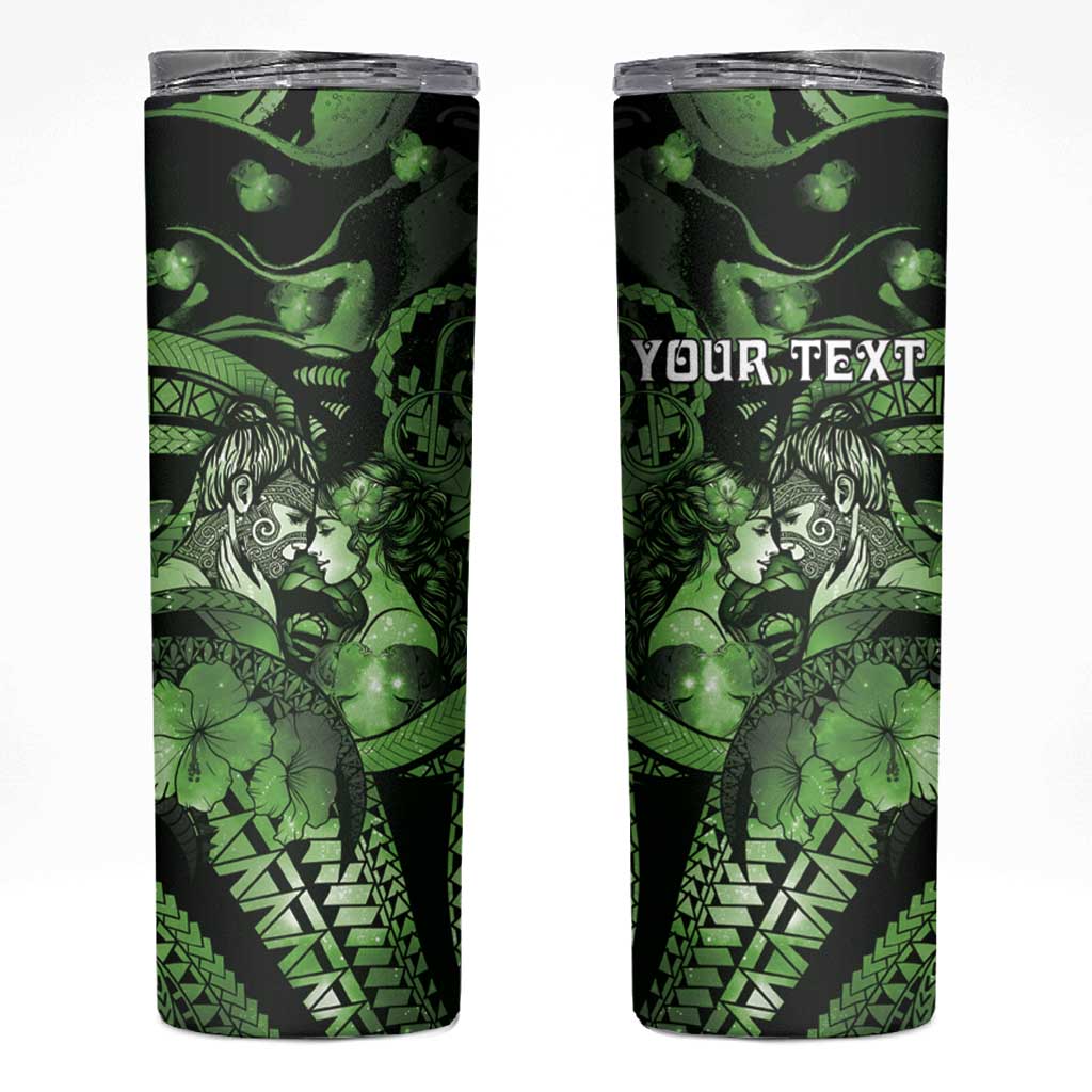 Personalised Maori Romantic Valentine Skinny Tumbler The Hongi Kiss Green Galaxy DT05 Green - Polynesian Pride
