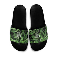 Maori Romantic Valentine Slide Sandals The Hongi Kiss Green Galaxy