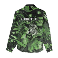 Personalised Maori Romantic Valentine Women Casual Shirt The Hongi Kiss Green Galaxy