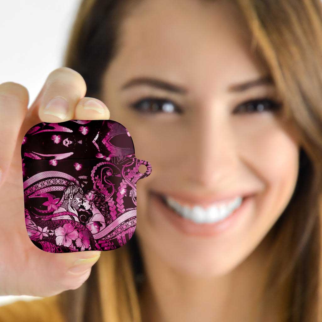 Maori Romantic Valentine AirPods Case The Hongi Kiss Pink Galaxy