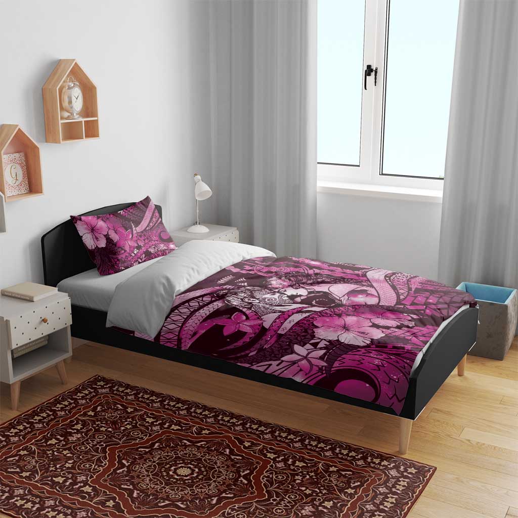 Maori Romantic Valentine Bedding Set The Hongi Kiss Pink Galaxy
