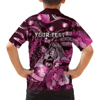 Personalised Maori Romantic Valentine Family Matching Off Shoulder Maxi Dress and Hawaiian Shirt The Hongi Kiss Pink Galaxy DT05 - Polynesian Pride