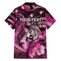 Personalised Maori Romantic Valentine Family Matching Puletasi and Hawaiian Shirt The Hongi Kiss Pink Galaxy DT05 - Polynesian Pride