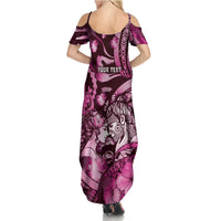 Personalised Maori Romantic Valentine Family Matching Summer Maxi Dress and Hawaiian Shirt The Hongi Kiss Pink Galaxy DT05 - Polynesian Pride