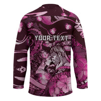 Personalised Maori Romantic Valentine Hockey Jersey The Hongi Kiss Pink Galaxy