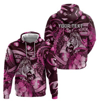 Personalised Maori Romantic Valentine Hoodie The Hongi Kiss Pink Galaxy