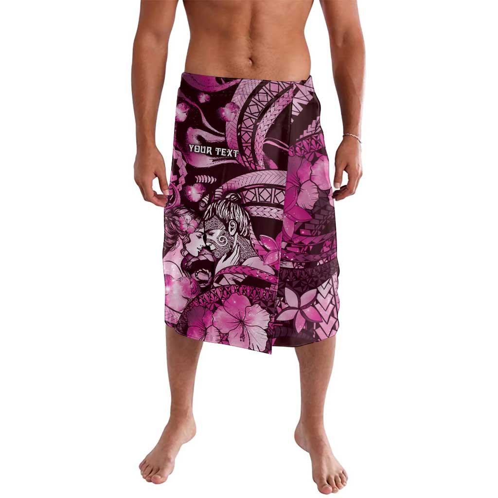 Personalised Maori Romantic Valentine Lavalava The Hongi Kiss Pink Galaxy