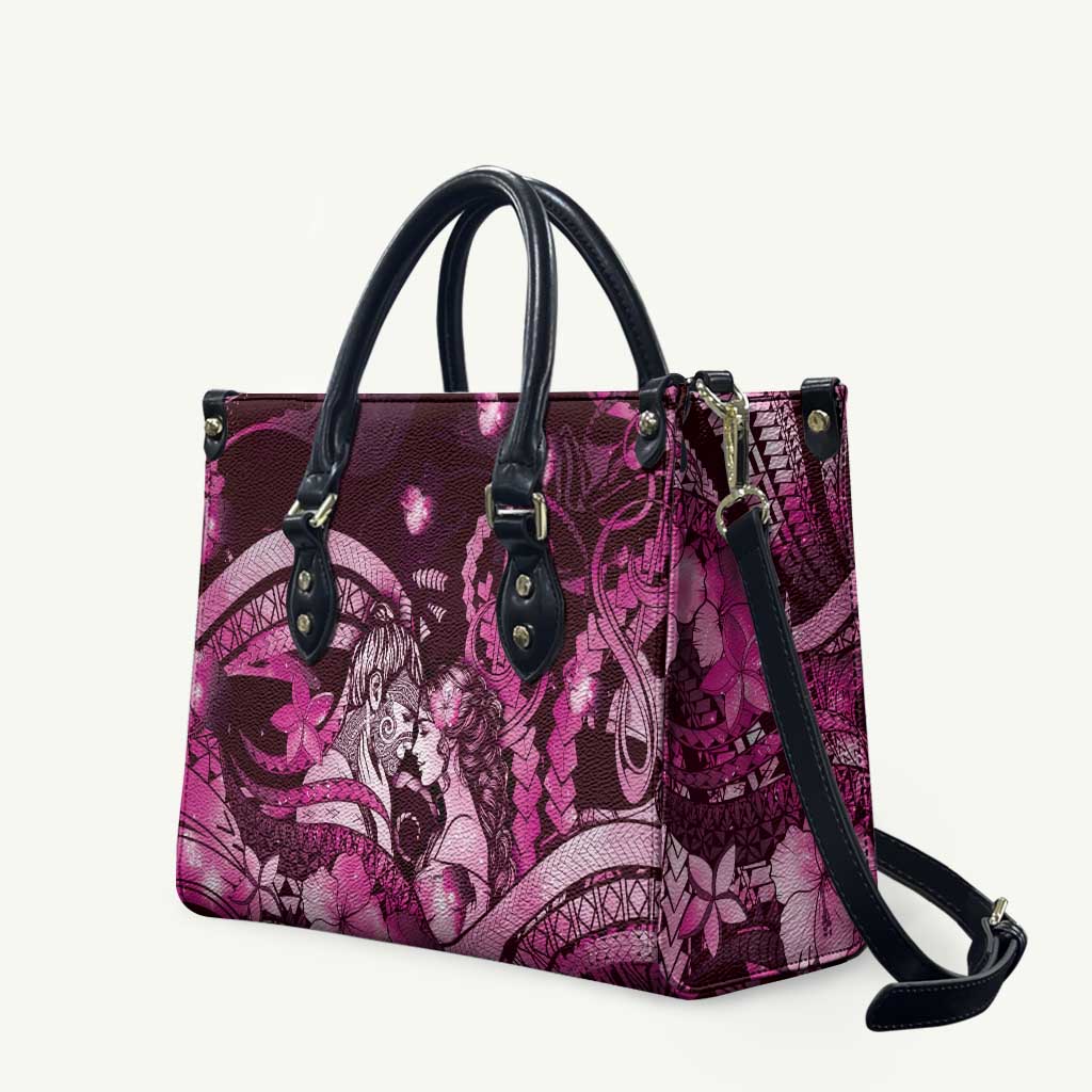 Maori Romantic Valentine Leather Bag The Hongi Kiss Pink Galaxy