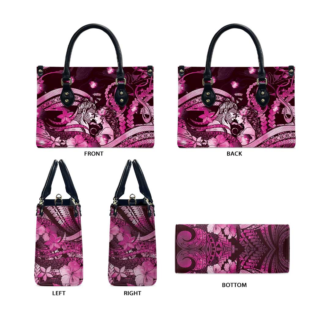 Maori Romantic Valentine Leather Bag The Hongi Kiss Pink Galaxy