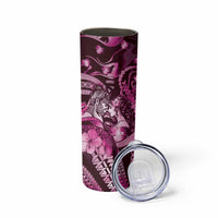Personalised Maori Romantic Valentine Skinny Tumbler The Hongi Kiss Pink Galaxy DT05 - Polynesian Pride