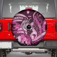 Maori Romantic Valentine Spare Tire Cover The Hongi Kiss Pink Galaxy