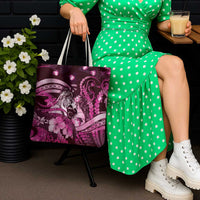 Maori Romantic Valentine Tote Bag The Hongi Kiss Pink Galaxy