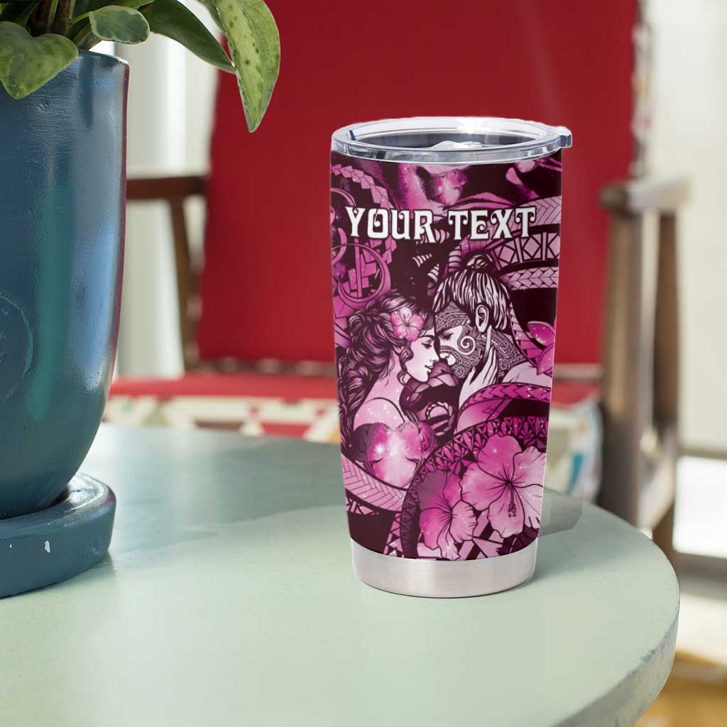 Personalised Maori Romantic Valentine Tumbler Cup The Hongi Kiss Pink Galaxy