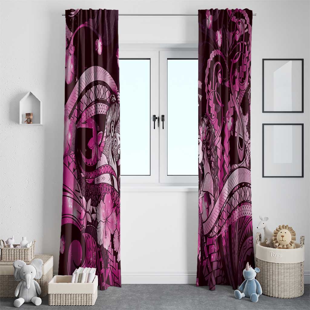 Maori Romantic Valentine Window Curtain The Hongi Kiss Pink Galaxy