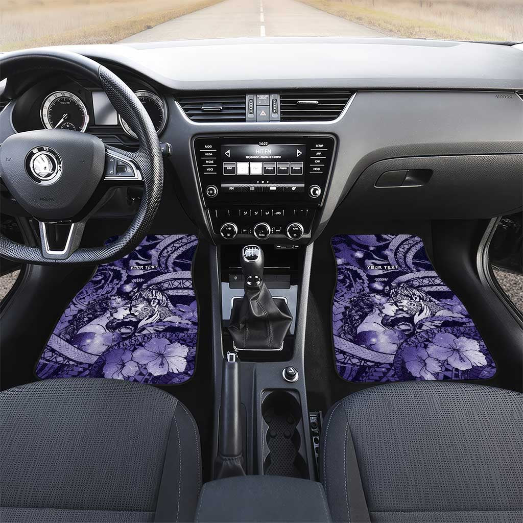 Personalised Maori Romantic Valentine Car Mats The Hongi Kiss Purple Galaxy