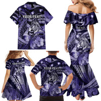 Personalised Maori Romantic Valentine Family Matching Mermaid Dress and Hawaiian Shirt The Hongi Kiss Purple Galaxy DT05 - Polynesian Pride