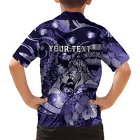 Personalised Maori Romantic Valentine Family Matching Off Shoulder Maxi Dress and Hawaiian Shirt The Hongi Kiss Purple Galaxy DT05 - Polynesian Pride