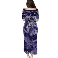 Personalised Maori Romantic Valentine Family Matching Puletasi and Hawaiian Shirt The Hongi Kiss Purple Galaxy DT05 - Polynesian Pride