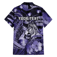 Personalised Maori Romantic Valentine Family Matching Tank Maxi Dress and Hawaiian Shirt The Hongi Kiss Purple Galaxy DT05 - Polynesian Pride