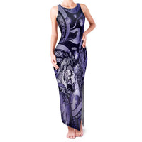Personalised Maori Romantic Valentine Family Matching Tank Maxi Dress and Hawaiian Shirt The Hongi Kiss Purple Galaxy DT05 Mom's Dress Purple - Polynesian Pride