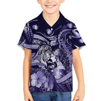 Personalised Maori Romantic Valentine Hawaiian Shirt The Hongi Kiss Purple Galaxy