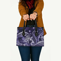 Maori Romantic Valentine Leather Bag The Hongi Kiss Purple Galaxy