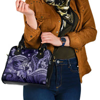 Maori Romantic Valentine Shoulder Handbag The Hongi Kiss Purple Galaxy