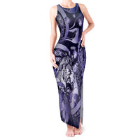 Personalised Maori Romantic Valentine Tank Maxi Dress The Hongi Kiss Purple Galaxy