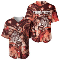 Personalised Maori Romantic Valentine Baseball Jersey The Hongi Kiss Red Galaxy