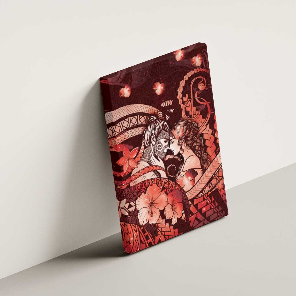 Maori Romantic Valentine Canvas Wall Art The Hongi Kiss Red Galaxy