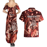 Personalised Maori Romantic Valentine Couples Matching Summer Maxi Dress and Hawaiian Shirt The Hongi Kiss Red Galaxy DT05 - Polynesian Pride